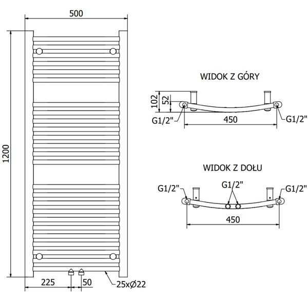 Mexen Ares, vykurovacie teleso 1200 x 500 mm, 531 W, antracitová, W102-1200-500-00-66