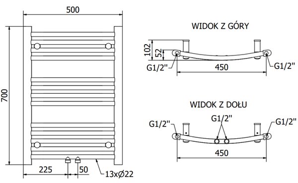 Mexen Ares, vykurovacie teleso 700x500 mm, 226 W, zlatá lesklá, W102-0700-500-00-50