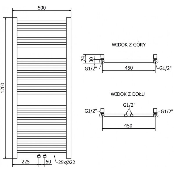 Mexen Mars, vykurovacie teleso 1200x500 mm, 417 W, zlatá lesklá, W110-1200-500-00-50