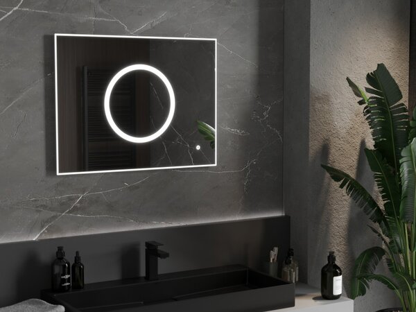 Mexen Koga, LED kúpeľňové zrkadlo s podsvietením 80 x 60 cm, 6000K, ochrana proti zahmlievaniu, 9821-080-060-611-00