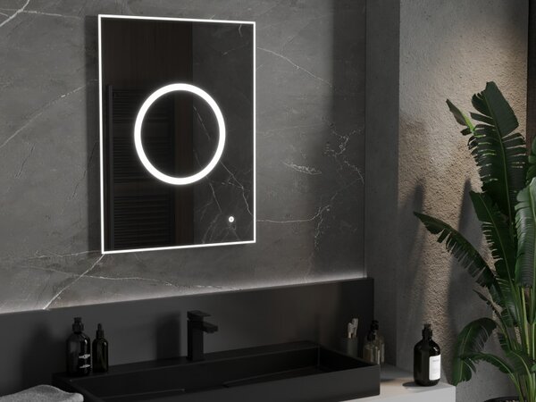 Mexen Koga, LED kúpeľňové zrkadlo s podsvietením 60 x 80 cm, 6000K, ochrana proti zahmlievaniu, 9821-060-080-611-00