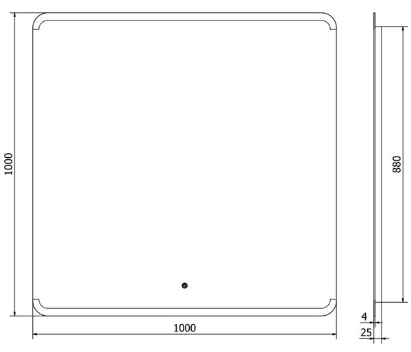 Mexen Nida, LED kúpeľňové zrkadlo s podsvietením 100x100 cm, 6000K, ochrana proti zahmlievaniu, 9806-100-100-611-00