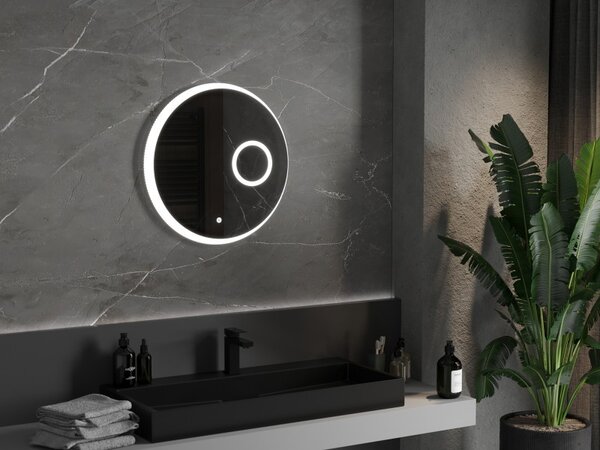Mexen Ella, LED kúpeľňové zrkadlo s podsvietením a kozmetickým zrkadielkom 60x60 cm, 6000K, ochrana proti zahmlievaniu, 9811-060-060-611-00