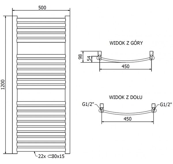 Mexen Helios, vykurovacie teleso 1200 x 500 mm, 448 W, zlatá, W103-1200-500-00-50