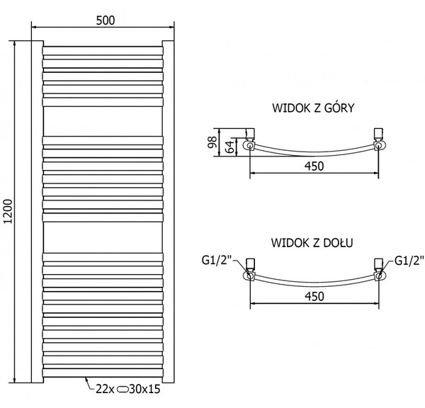Mexen Helios, vykurovacie teleso 1200 x 500 mm, 448 W, zlatá, W103-1200-500-00-50