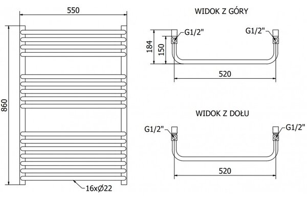 Mexen Apollo, vykurovacie teleso 860 x 550 mm, 479 W, čierna, W117-0860-550-00-70