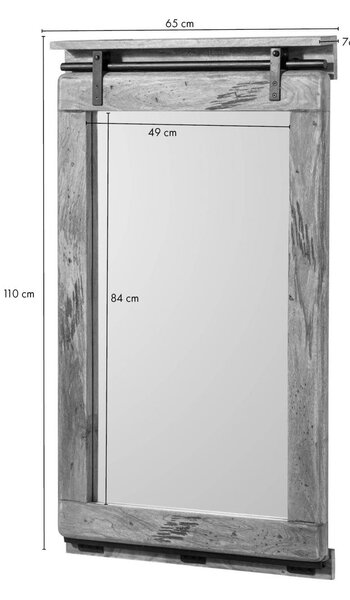 IRON Zrkadlo Mango 65x6x110 prírodné, lakované