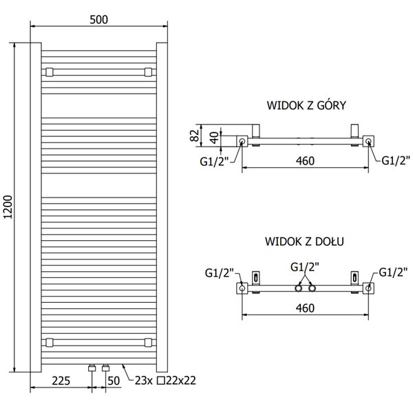 Mexen Pluton vykurovacie teleso 1200 x 500 mm, 616 W, antracitová, W106-1200-500-00-66