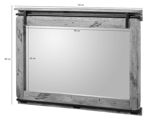 IRON Zrkadlo Mango 114x6x80 prírodné, lakované