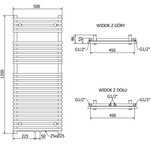 Mexen Sol vykurovacie teleso 1200 x 500 mm, 569 W, biela, W125-1200-500-00-20