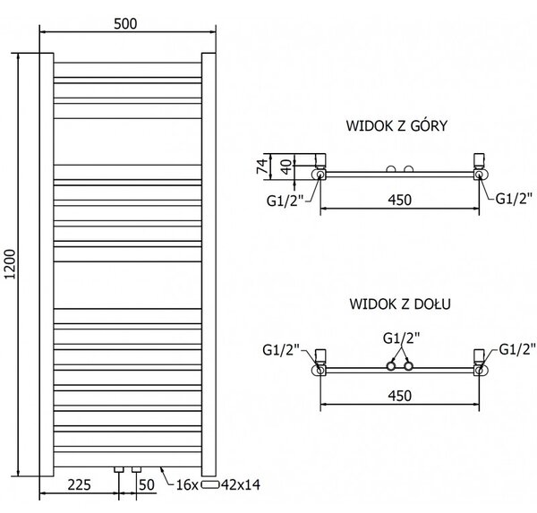 Mexen Uran vykurovacie teleso 1200 x 500 mm, 416 W, zlatá, W105-1200-500-00-50