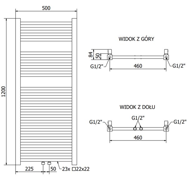 Mexen Pluton vykurovacie teleso 1200 x 500 mm, 487 W, zlatá lesklá, W106-1200-500-00-50