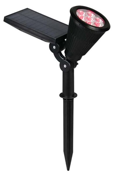 RGB LED solárne svetlo, čierne, zmena farby, dobíjateľná batéria, H 36 cm