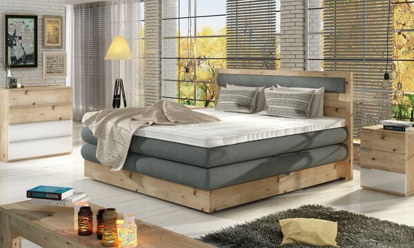Luxusná box spring posteľ Delta 180x200, sivá Monolith