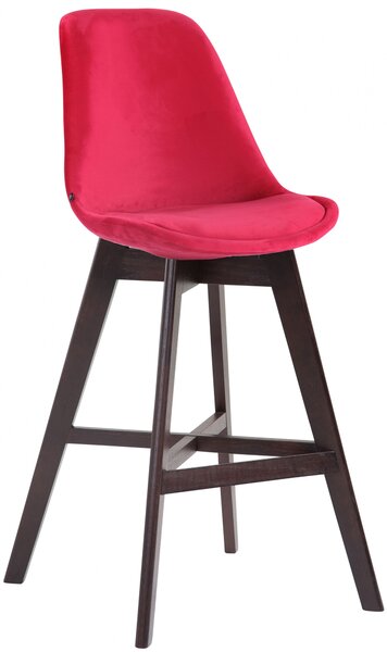Barová stolička Cannes ~ zamat, drevené nohy cappuccino Farba Červená