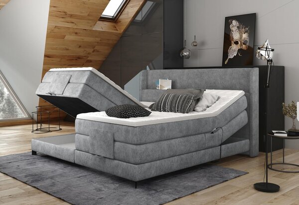 Luxusná box spring posteľ Silke 180x200, sivá Monolith