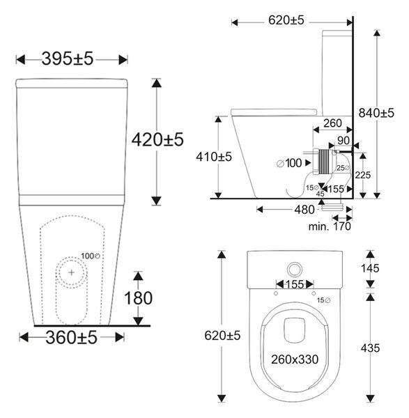 Mereo Mereo, WC kombi, vario odpad, kapotované, Smart Flush RIMLESS, keramické, vr. sedátka, MER-VSD91T2