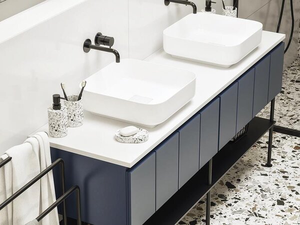 BISK Erga Nero, voľne stojaci držiak na toaletný papier s WC kefou, čierna matná, ERG-08309