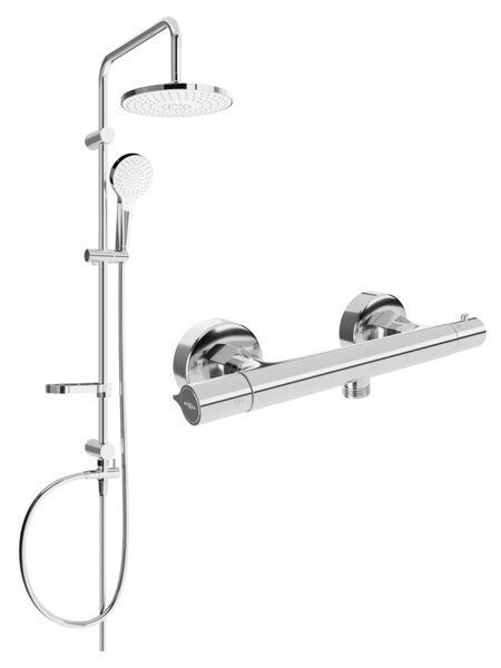 Mexen Erik, sprchový set s dažďovou sprchou a Slim termostatickou sprchovou batériou, chrómová, 77105205-00