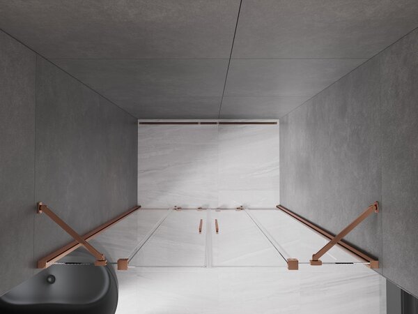 Mexen Velar Duo, posuvné dvere do otvoru 160x200 cm, 8mm číre sklo, ružové zlato, 871-160-000-02-60