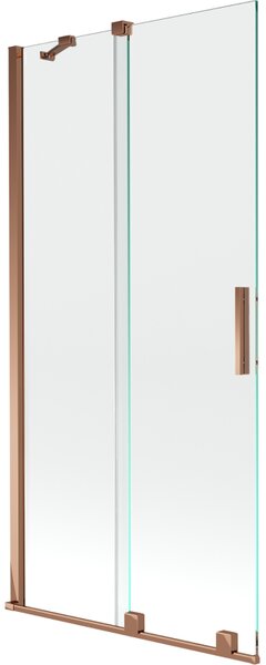 Mexen Velar, 2-krídlová posuvná vaňová zástena 90 x 150 cm, 8mm číre sklo, ružové zlato, 896-090-000-01-60