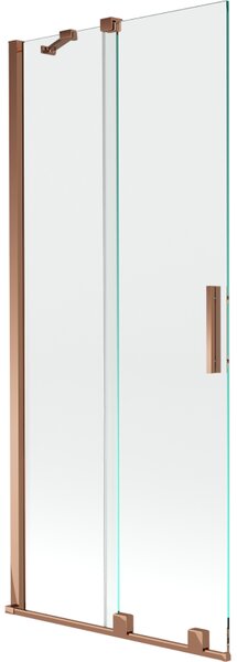 Mexen Velar, 2-krídlová posuvná vaňová zástena 80 x 150 cm, 8mm číre sklo, ružové zlato, 896-080-000-01-60