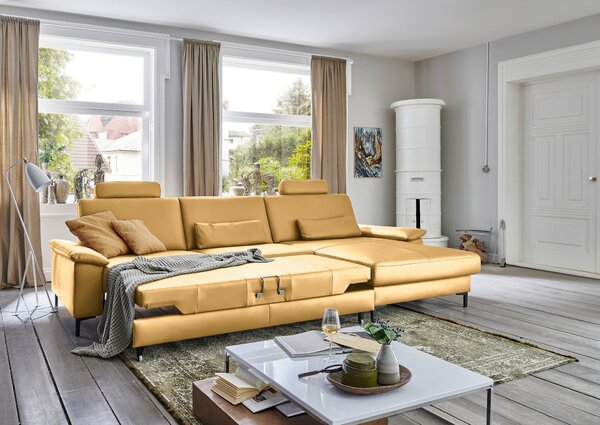 ROHOVÁ SEDAČKA, koža, žltá Dieter Knoll - Sedačky