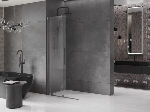 Mexen Velar, posuvné dvere do otvoru typ Walk-In 80 cm, 8mm číre sklo, grafitová matná, 871-080-000-03-66