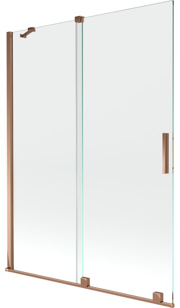 Mexen Velar, 2-krídlová posuvná vaňová zástena 130 x 150 cm, 8mm číre sklo, ružové zlato, 896-130-000-01-60