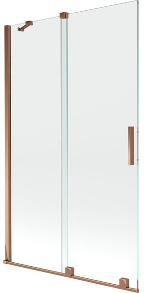 Mexen Velar, 2-krídlová posuvná vaňová zástena 110 x 150 cm, 8mm číre sklo, ružové zlato, 896-110-000-01-60