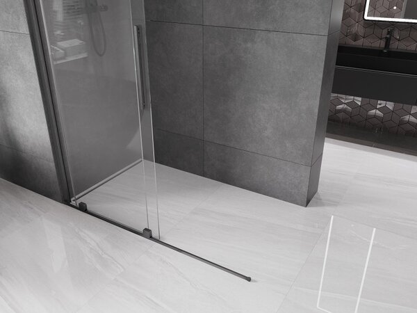 Mexen Velar, posuvné dvere do otvoru typ Walk-In 140 cm, 8mm číre sklo, grafitová matná, 871-140-000-03-66