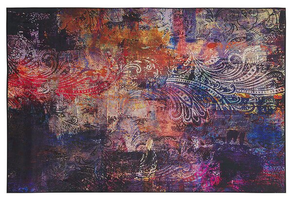 Koberec viacfarebný polyester 140 x 200 cm abstraktný vzor gumená spodná časť obývacia izba spálňa