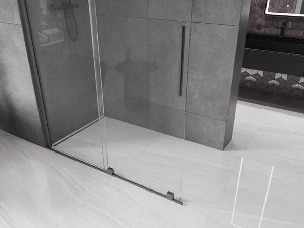 Mexen Velar, posuvné dvere do otvoru typ Walk-In 140 cm, 8mm číre sklo, grafitová matná, 871-140-000-03-66