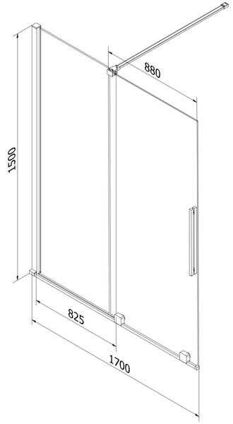 Mexen Velar, 2-krídlová posuvná vaňová zástena 170 x 150 cm, 8mm číre sklo, čierna matná, 896-170-000-01-70