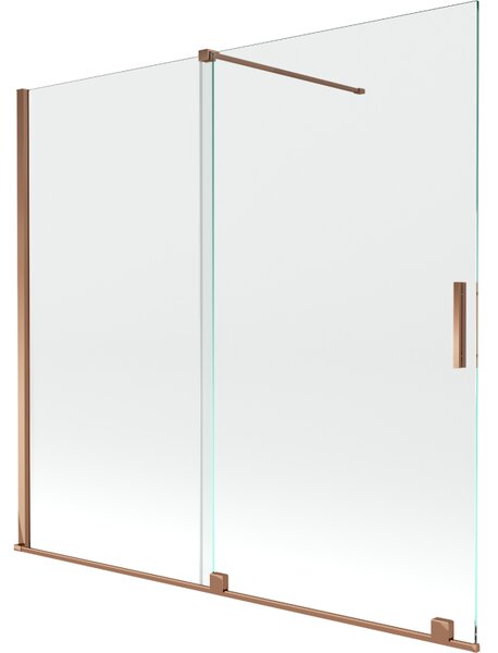 Mexen Velar, 2-krídlová posuvná vaňová zástena 170 x 150 cm, 8mm číre sklo, ružové zlato, 896-170-000-01-60