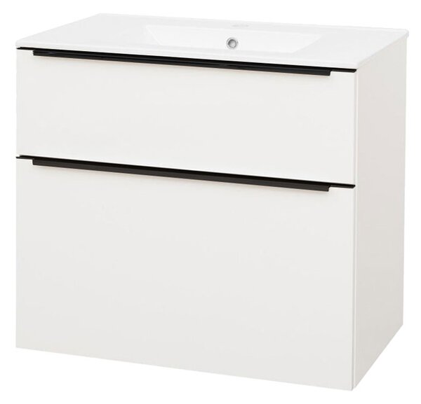 Mereo Mereo, Mailo, kúpeľňová skrinka s keramickým umývadlom 81 cm, čierne madlo, MER-CN541B