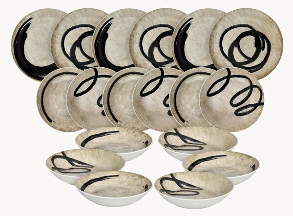 Porcelánová súprava riadu Moon, 6 osôb, 18 ks