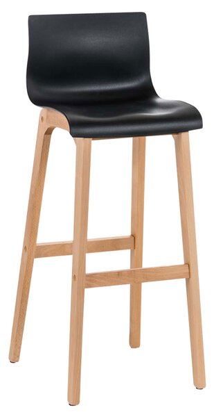 Barová stolička Hoover ~ plast, drevené nohy natur - Čierna