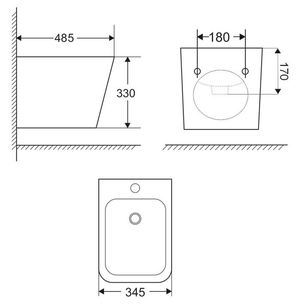 Mereo Mereo, Bidet závesný kapotovaný, 485x345x330, keramický, biely, MER-VSD83B