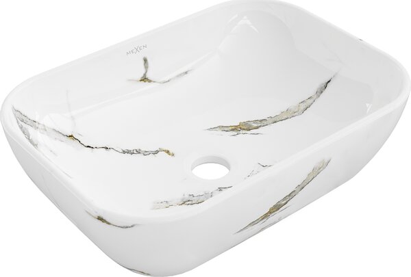 Mexen Rita, umývadlo na dosku 455x325x135 mm, biela-imitácia bieleho kameňa, 21084581