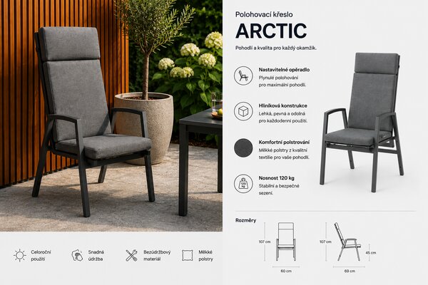 Doppler ARCTIC polohovacie záhradné kreslo Doppler