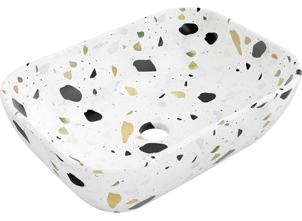 Mexen Rita, umývadlo na dosku 455x325x135 mm, biela-vzor terazzo, 21084587