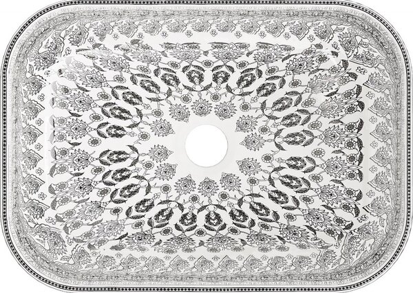 Mexen Rita, umývadlo na dosku 455x325x135 mm, biela-čierny vzor, 21084586