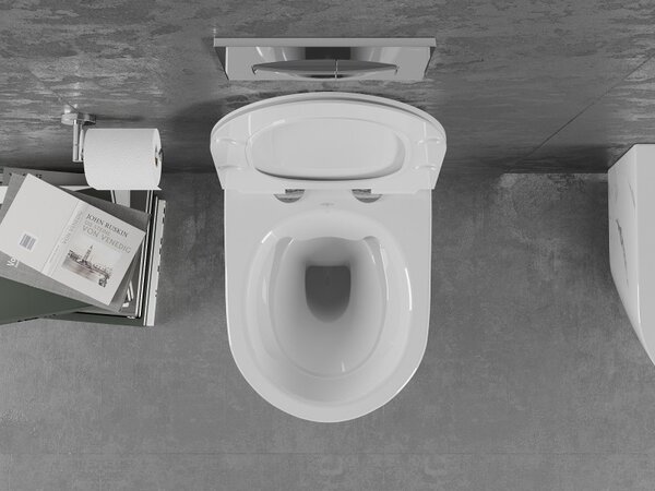 Mexen Lena, závesná WC misa Rimless s duroplastovým sedátkom s pomalým zatváraním, imitácia mramoru-biely kameň, 30224092
