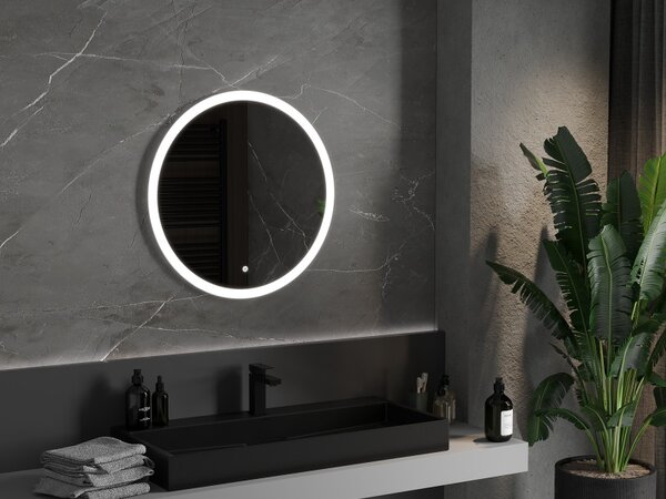 Mexen Oro, okrúhle LED podsvietené kúpeľňové zrkadlo 70 cm, 6000K, vykurovacia podložka proti zahmlievaniu, 9824-070-070-611-00