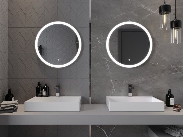 Mexen Oro, okrúhle LED podsvietené kúpeľňové zrkadlo 60 cm, 6000K, vykurovacia podložka proti zahmlievaniu, 9824-060-060-611-00