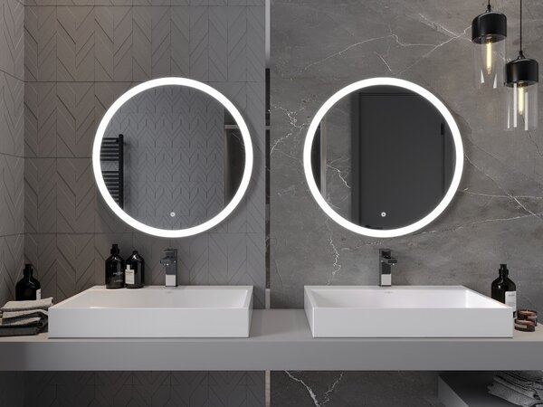 Mexen Oro, okrúhle LED podsvietené kúpeľňové zrkadlo 70 cm, 6000K, vykurovacia podložka proti zahmlievaniu, 9824-070-070-611-00