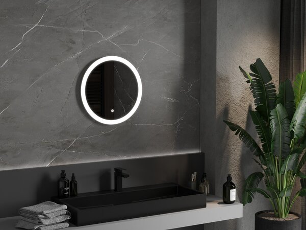 Mexen Oro, okrúhle LED podsvietené kúpeľňové zrkadlo 50 cm, 6000K, vykurovacia podložka proti zahmlievaniu, 9824-050-050-611-00