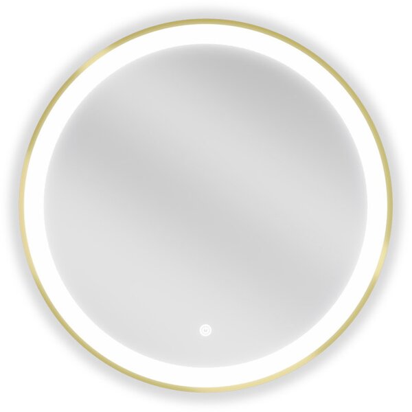 Mexen Esso, okrúhle LED podsvietené kúpeľňové zrkadlo 60 cm, 6000K, vykurovacia podložka proti zahmlievaniu, zlatý rám, 9825-060-060-611-50