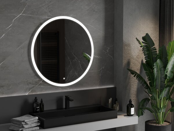Mexen Oro, okrúhle LED podsvietené kúpeľňové zrkadlo 90 cm, 6000K, vykurovacia podložka proti zahmlievaniu, 9824-090-090-611-00